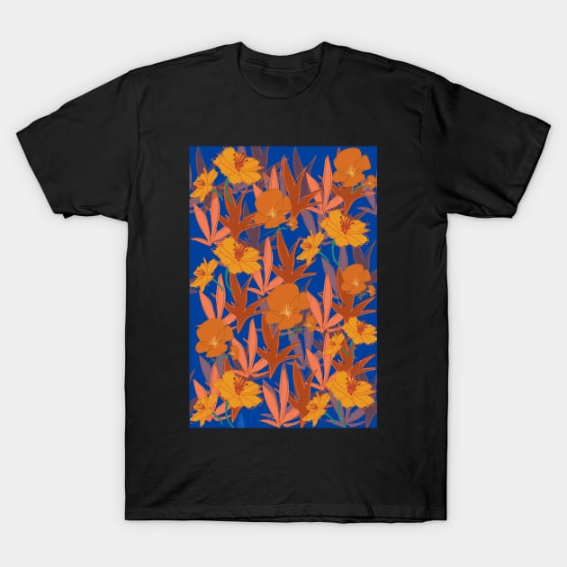 Orange Flower pattern T-Shirt by PedaDesign